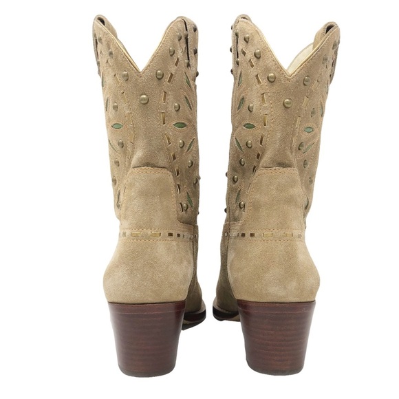 Cole Haan Tan Suede‎ Square Toe Cowboy Boots - Picture 6 of 11